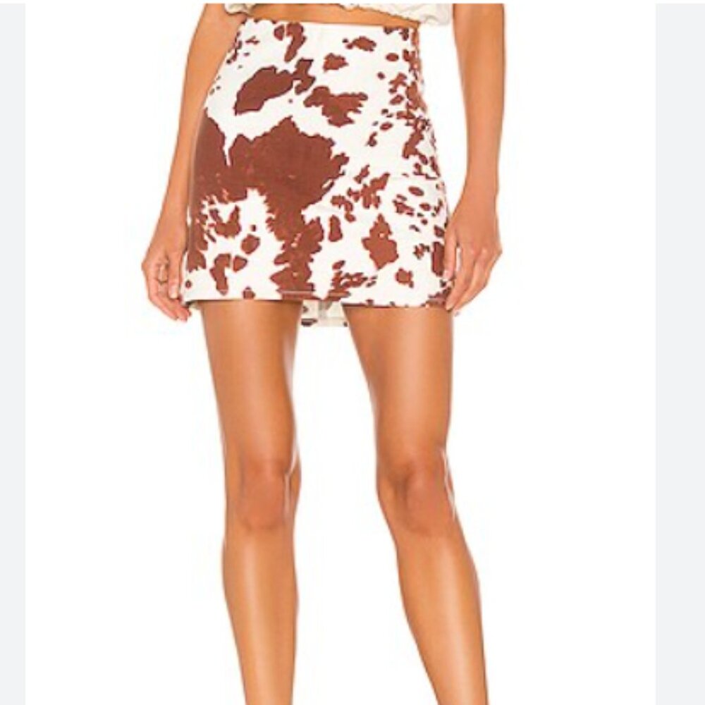 Show Me Your MuMu Brown and White Skorts with Cow Print